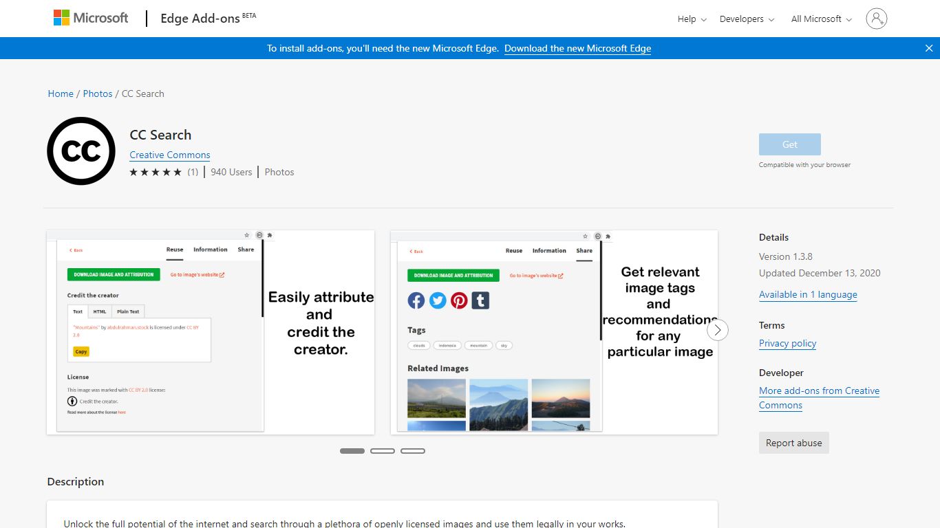 CC Search - Microsoft Edge Addons
